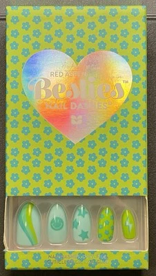 Red Aspen Press On Nails, Medium Almond, Forever Besties, Marceline