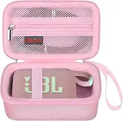 Elonbo Carrying Case ​for JBL Go 3 / JBL Go 4 Portable Bluetooth Speaker, Waterproof Dustproof Speaker Storage Holder, Wireless Compact Speaker Travel Protective Bag, Mesh Pocket Fit Cable, Pink
