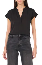 Vince Camuto Trapunto Collar Top in Rich Black at Nordstrom, Size Large