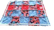 Handmade Rag Patchwork Quilt Patriotic Theme Reversible 23" W x 28" L lap cover