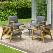 Livsip Outdoor Lounge Set 5PCS Patio Furniture Sets 70cm Grey Coffee Side Table