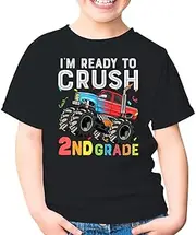 [SDVN] First Day of Second Grade I'm Ready 2nd Grade Back to School Unisex Kids Shirt Gift Boy Girl Youth T-Shirt (Black;XS)