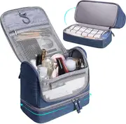 Travel Toiletry Bag, Premium Hanging Cosmetic Organizer, Waterproof Makeup Container W/ Sturdy Hook for Women,Navy