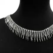 Perial Co Rhinestone Trim Crystal Fringe Silver for Wedding Dress and Costumes