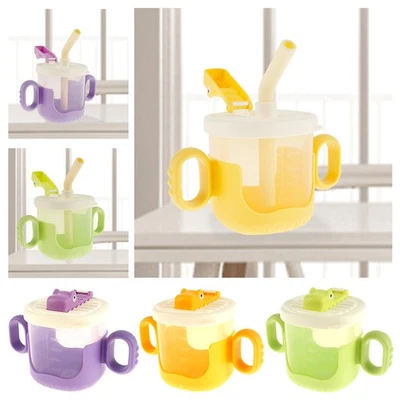 Baby Sippy Cup 300ml Baby Straw Cup with Silicone Straw and Double Handle jeGxx