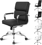 ALFORDSON Office Chair with Height Adjustable SGS Listed Gas Lift, PU Leather Home Ergonomic Desk Chair with Removable Armrest Cover, Padded Computer Chair for Gaming, Max 150kg(Mid Back Esmae Black)