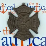 Cast Iron Fireman Plaque - Firetruck, Ladder, Hydrant - Hanging Fireman Decor
