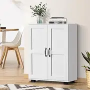 Oikiture Storage Cabinet with 2 Doors and Shleves Bathroom Cabinet Kitchen Cupboard Storage Buffet Sideboard White
