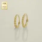 14K REAL Solid Gold Twist Rope Hoop Earrings, Cartilage Daith Helix Tragus Conch