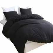 2000TC Ultra Soft Quilt Doona Duvet Cover Set Single Double Queen S King Black