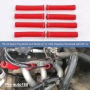 Red 2500° Spark Plug Wire Boots Protectors Sleeve Heat Shield Cover For SBC BBC