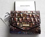 BRAHMIN SMALL VERONICA BLACK PEARL OMBRE MELBOURNE LEATHER TRI-FOLD WALLET NWT