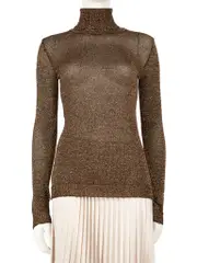 Gold Metallic Turtleneck Jumper