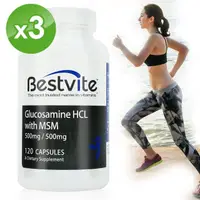 在飛比找momo購物網優惠-【美國BestVite】必賜力葡萄糖胺+MSM膠囊3瓶組(1