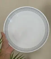 Set 4 Corelle Mytic Gray Stripe Dot Dinner Plates Dishes 10.25"