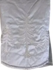 Vintage Kmart Silver Satin W/ Beaded Trees Christmas Tree Skirt 47” Jaclyn Smith