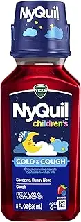 Vicks Children's NyQuil, Nighttime Cold & Cough Multi-Symptom Relief, Relieves Sneezing, Runny Nose, Cough, 8 Fl Oz, Cherry Flavor
