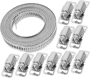 1 Set Stainless Steel Clamp Hose Stainless Steel Strapping Adjustable Clamp Metal Clamps DIY Metal Straps DIY Pole Clamps Metal Clamps Heavy Duty Metal Strapping Band Clamp Silver