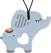 Panny & Mody Australian Local Manufacturer Sensory Chew Necklace for Kids Boys Girls, Silicone Pendant Chewy Teething Necklaces for Sensory Needs (Elephant Grey)