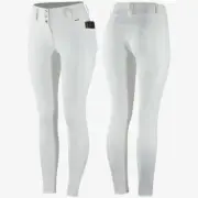 B Vertigo Beatrice Women's High Waist Breeches with Silicone Full Seat - White