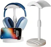 NQQNQQ X-T7 2-in-1 Headphone Stand with Phone Holder for Desk, 10.2-Inch Gaming Headset Stand, Solid ABS Base Earphone Holder, Compatible with All Headphones – PC Gaming Accessory. (White)
