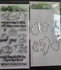 PICKET FENCE Clear Stamp & Die Set Friendly Mutts Puppies Dogs Phrases Sympathy