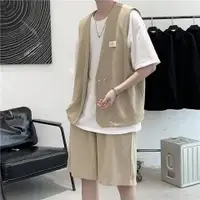 在飛比找蝦皮購物優惠-Fashion 休閒套裝男夏季薄款韓版潮流衣服潮牌寬鬆西裝馬