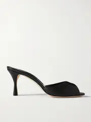 [Manolo Blahnik] Manolo Blahnik - Jada 70 Leather Mules - Black - IT40 IT 40 Black