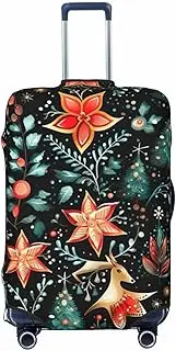 [CADREWY] christmas day Print Travel Suitcase Cover Luggage Protector with Elastic Anti Scratch for Carry On, Black, Medium