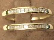 1/2ct Princess Cut Diamonds Ring Guard Wrap Yellow Gold Solitaire Enhancer 0.5ct