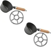 BESPORTBLE 2pcs Mini Cast Multi-Purpose Saucepan with Spout Milk Butter Warmer for Stove and Camping