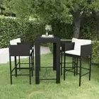 Modern Rattan Patio Bar Set With Cushion Outdoor Furniture Table And Stools 5pcs