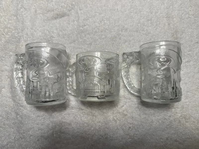1995 McDonald’s Batman Forever Glass Mugs Set of 3 Riddler and 2 Batman