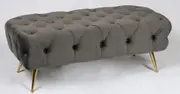 Button tufted bed end bench in charcoal grey