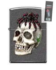 Zippo 82238 cracked skull spider web skeleton Lighter + FLINT PACK