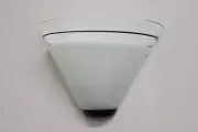 Murano wall Lamp. Hand-Blown White Milky Glass with Crystal Border