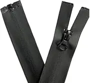 Waterproof No.5 Zips Open & Closed End & Continuous Zippers #5 Nylon Teeth Zips (Black - 322, 25.6 inch - 65 cm (Open End))
