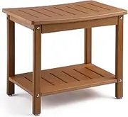 Apolimi HDPE Shower Bench, Shower Stool with Storage Shelf 2-Tier Spa Stool for Inside Shower,Water Resistant & Non-Slip Design Shower Seat (Teak L Size)