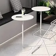 White Dining Table, Modern Breakfast Table Kitchen Table with Metal Leg, Small Round Side Table for Living Room Office Cocktail Bar Pub Bistro(48x72cm)