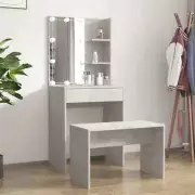 NNEVL Dressing Table Set with LED Concrete Grey Engineered Wood