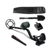 Weisshorn Black Metal Detector with Pinpointer, Shovel & LCD Screen