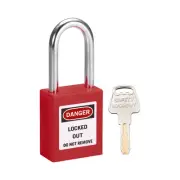 Lockout Tagout Locks 1-1/2 Inch Shackle Key Alike Safety Padlock Plastic Red