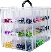 PUGED DND Dice Storage Box with Removable Dividers Polyhedral Dice Plastic Organizer Holding Up To 1200 Dices Craft Bead Compartment Container for Sewing, Jewelry, Art, DIY