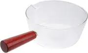 GREENADSCAPE 1Pc Heat Resistant Glass Salad Bowl with Handle Food Storage Container for Instant Noodles Salads Fruits Transparent Design for Home Use
