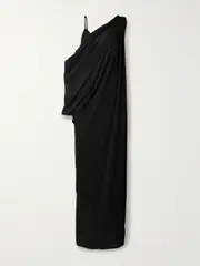 [KHAITE] KHAITE - Taj One-shoulder Layered Draped Silk-chiffon Maxi Dress - Black - US4 US 4 Black