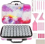 Diamond Drawing Storage Containers 60 Slots Large Capacity Portable Diamond Art Storage Box with Funnel Tray and Pen DIY Diamond Art Craft Jewelry Bead Organizer for Diamond Art Craft