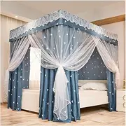 Four Poster Bed Canopy with Stand Mosquito Net Shading Bed Curtain Princess Curtains Canopy for Girls King Size Bed(Size:1.8×2m/5.9×6.6ft,Color:B.)