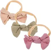 GLSTOY 3pcs Girl Headbands with Bow Soft Elastic Hair Accessories for Newborns for Birthday Parties and Special Occasions
