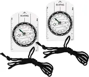 2-Pack Professional Baseplate Ruler for Hiking | Map Ruler with Scale & Lanyard | Precision Navigation Tool for Camping, Trekking & Orienteering