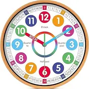 Wall Clock for Kids Learning to Tell Time Easily – Non-Ticking, Battery-Powered, Ideal for Teaching Time and Stylish Décor in Any Room Silent Analogue 10 Inch Teaching